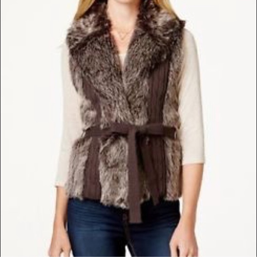 XOXO Faux Fur and Knit Vest, XL